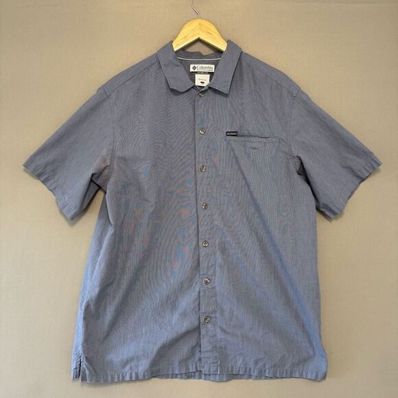 Columbia Grey Button Up Shirt Solid Print Mens Size Large Outdoors - Picture 1 of 11